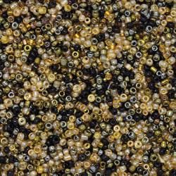 Seed bead mix i svart, brons och beige, 20g