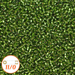 Miyuki Delica 11/0, silver-lined olive, 5g grön