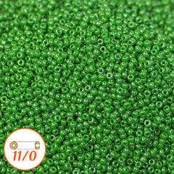 Miyuki seed beads 11/0, opaque jade green luster, 10g