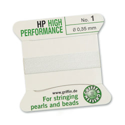 Griffin High Performance: extremt stark vit tråd med nål, 2m, vä vit