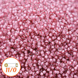 Miyuki seed beads 11/0, rose-lined crystal, 10g rosa