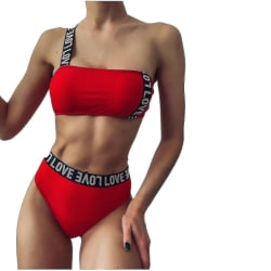 Badkläder för kvinnor Bokstavstryck Tvådelad baddräkt Bikini Simbad Strandkläder