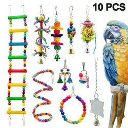 10 st papegojleksaker Set Färgglada fågelleksaker för papegojor, tugga
