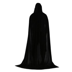 Unisex hellängd huva lång sammets cape, svart, 130 cm 130cm