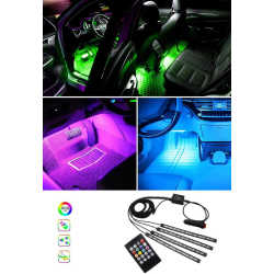 4st RGB LED-list / Ljusslinga för bilen LED-Strip multifärg