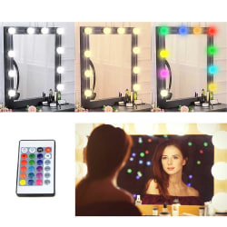 Hollywood RGB Sminkspegel Spegel LED Ljuskit Fjärrkontroll multifärg