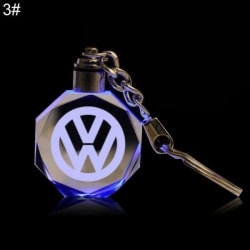 1483402 Färgglatt LED-ljus Geometrisk billogotyp unisex nyckelring Nyckelring hängande dekor för Volkswagen