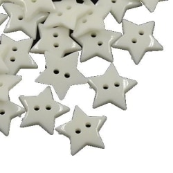 70 vita stjärnor knappar hårdplast