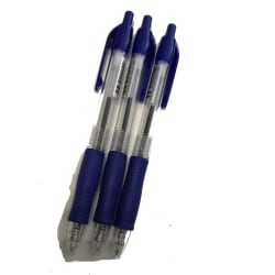 4 kulspets pennor blåfärg gummigrepp