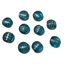 10 silverfoil lampwork pärlor blåa