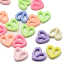 100 flerfärg akryl pärlor hjärtan