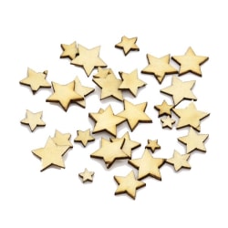 100 platta trä dekoration små stjärnor