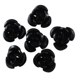 100 st svarta rosor aluminium 8 mm