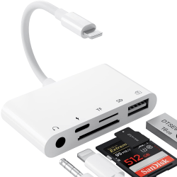 SD-kortläsaradapter för iPhone, 5 i 1-adapter med USB Data T