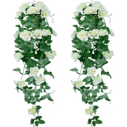 Vit, 2 stycken 85 cm konstgjorda hängande växter - Fake Silk Rose F