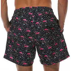 Badbyxor för män Snabbtorkande shorts med fickor black flamingo XXL