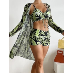 Tropical Allover Print Bikini 3pack S