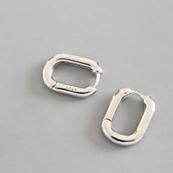 Silver geometriska ovala små cirkel örhängen för kvinnor Hypoallergena örhängen med S925 stämpel present Korea Enkelt trendigt 2021 Auburn