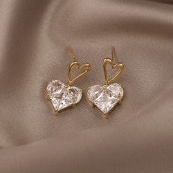 KAROPEL S925 Silver Delicate Heart Zirkon Små örhängen för kvinnor Flickor Etrendy Nya smycken Enkla söta örhängen 2021 H1735