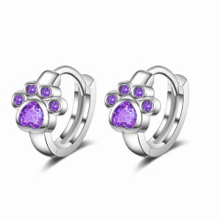 925 Sterling Silver Stud Örhänge Blå Zirkon Cat Claw Design Örhängen för Kvinnor Flickor Smycken 2021 Nytt mode purple