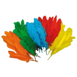 Indianfjädrar, blandade färger, 120/fp  (för påskpynt mm) multifärg