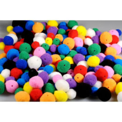 PomPombollar med hål, Blandade färger, 100/fp multifärg