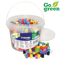 Pärlset I'm green, bioplast, XL-rörpärlor, Ø 9mm, 950 pärlor/fp multifärg
