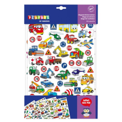 Stickers Fordon/Monster/Djur/Öga/Mun, 8 ark (500 etiketter) multifärg