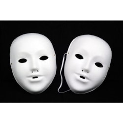 Barnmask/Ansiktsmask, vit omålad, kartong med gummisnodd, 10/fp Vit