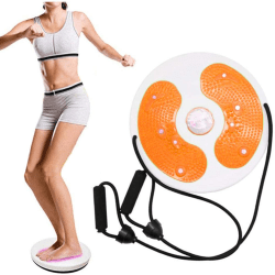 Höftträningsplatta / Core Twister - med träningsband och fotmass Orange