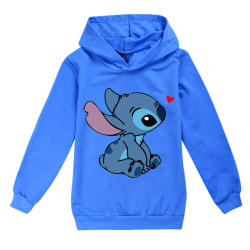 Barn Lilo Stitch Pocket Hoodies Jumper Top Pullover Sweatshirt Z Dark Blue 130cm