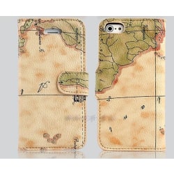 Plånboksfodral/ställ till iPhone 6 Map Ljusbrun