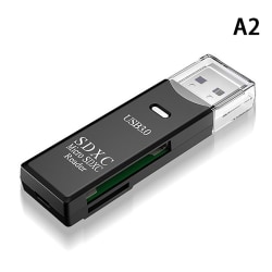 2 IN 1 kortläsare USB 3.0 Micro SD TF-kort minnesläsare Hög black