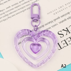 Akryl hjärta nyckelring för kvinnor flickor Kawaii rosa hänge Purple