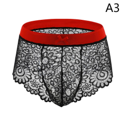 Män Sexiga Underkläder Spets Mesh Boxershorts Bow Crossdress Linge A XL