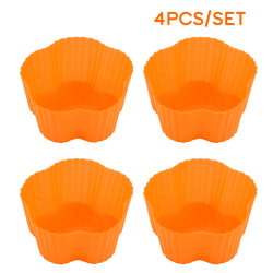 4st Form Blomma Cupcake Muffinskopp Bakning Äggtårta Pu Orange