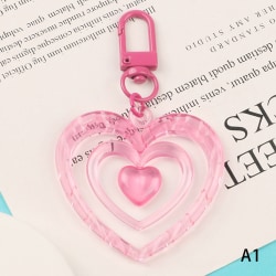 Akryl hjärta nyckelring för kvinnor flickor Kawaii rosa hänge Pink