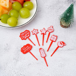 Julfruktgaffel av plast Mini Cartoon Kids Cake Frui red