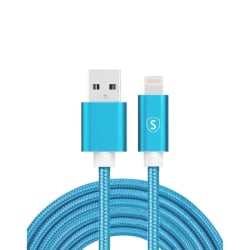 SiGN USB till Lightning Kabel, 2.1A, 2m, Nylon - Blå Blå