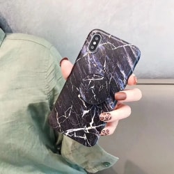 Modeskal med ringhållare till iPhone XR i svart marmor
