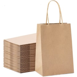 100 st presentpåsar av brunt kraftpapper 5,25x3,75x8, papperspåsar