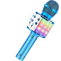 Bluetooth 4 i 2 karaoke trådlös mikrofon med LED-lampor