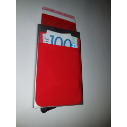 RFID plånbok med fack Skyddar dina kortuppgifter Silver/Röd