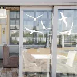 Fönsterdekor flygande fåglar, insynsskydd Vit