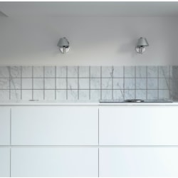 Ljus marmor kakeldekor till kök och badrum