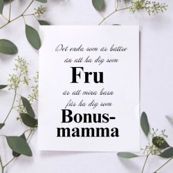 Poster Ha dig som fru - bonusmamma a4 present julklapp poster