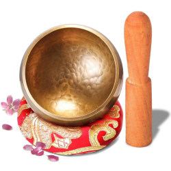 Tibetansk sångskål - metallskål med träklubba - meditationsskål