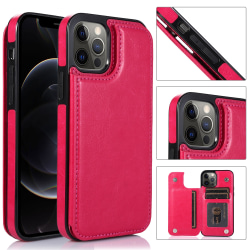 Stötsäkert PU + CASE -fodral för iPhone 12 Pro Max Rose Red