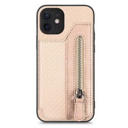Flip Zipper Wallet Case för iPhone 12 mini Khaki