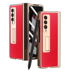 Kevlar Texture Gångjärn Phone case För Samsung Galaxy Z Fold3 Red